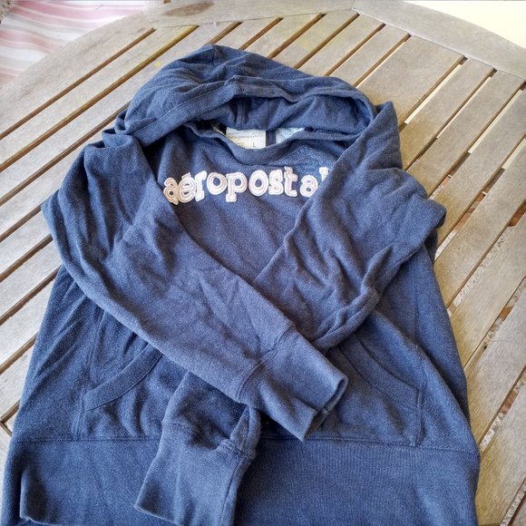 aeropostale navy pullover with hoody - Picture 1 of 2